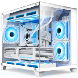 Gabinete Gamer Hyrax HGB730, Mini Tower, M-ATX, Frente e Lateral em Vidro Temperado, Branco - HGB730W