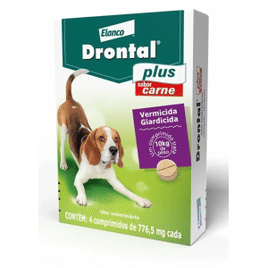 Vermífugo Bayer Drontal Plus Sabor Carne Para Cães De Até 10Kg - 4 Comprimidos