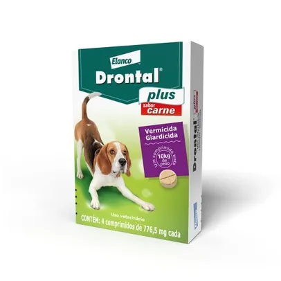 Vermífugo Drontal Plus Sabor Carne Para Cães De Até 10Kg - 4 Comprimidos