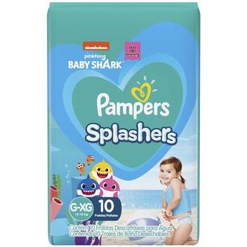 Fralda para Piscina Descartável Pampers Splashers Baby Shark 13 a 19kg G-XG 10 Unidades