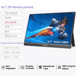 Monitor Portátil ARZOPA Z1F 16.1'' sRGB 144Hz