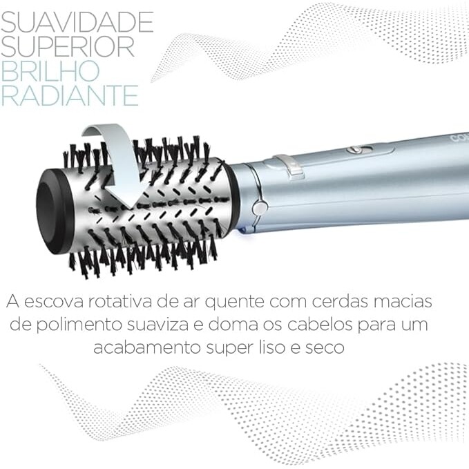 Conair Escova Rotativa Secadora Modeladora e Alisadora 550W Hot Air Hydro-Fusion 220V - Azul Claro