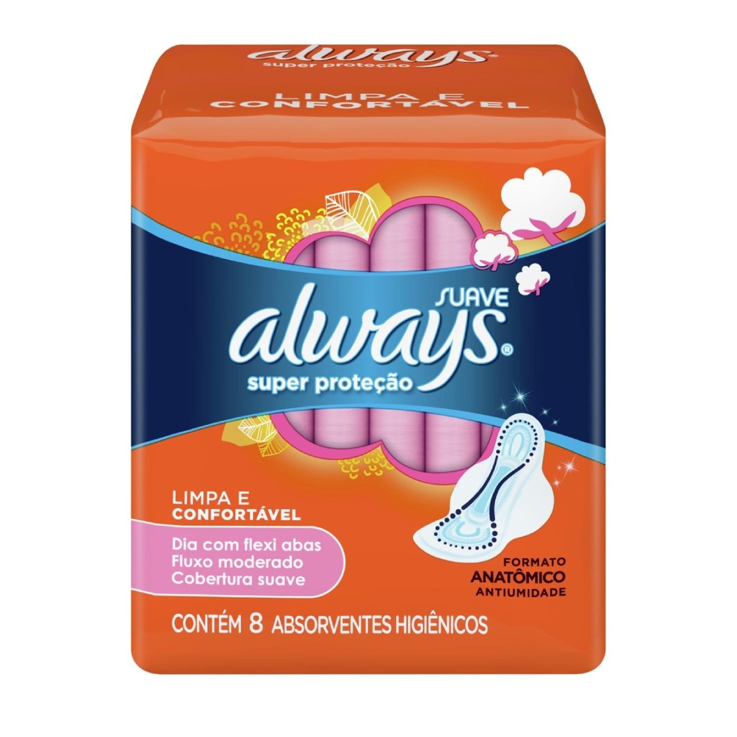 Absorvente Always Super Protecao Suave com Abas 8 Unidades