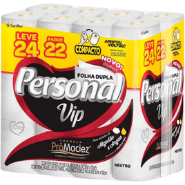 Papel Higiênico Personal Vip Folha Dupla - 24 Unidades