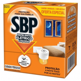 2 Unidades SBP Repelente Elétrico Líquido 45 Noites Novo Aparelho + Refil