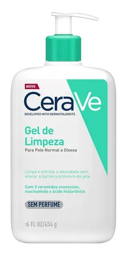 Gel de Limpeza Facial Cerave para Pele Oleosa com Ácido Hialurônico e Niacinamida - 454g