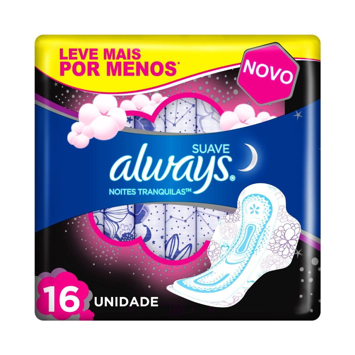 Absorvente Always Noites Tranquilas Suave com Abas 16 Unidades Leve mais Por menos