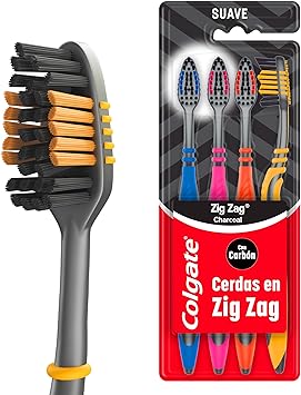 [R$ 12,71 +por- & REC] Colgate ZigZag Carvão - Escova Dental, 4 unidades