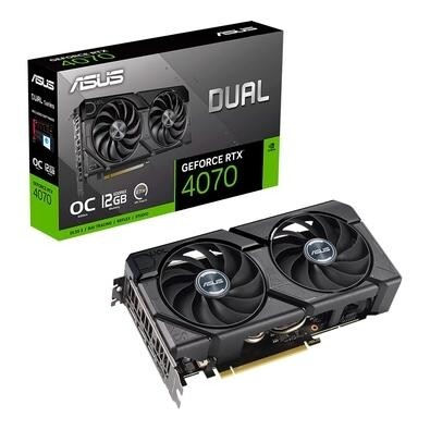 Placa de Vídeo RTX 4070 ASUS NVIDIA Dual 12G Evo OC 12GB GDDR6X DLSS3 Ray Tracing G-Sync - 90YV0J15-M0NA00