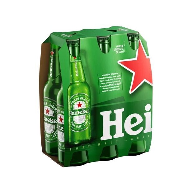 6 Unidades Cerveja Heineken Puro Malte Lager Premium Long Neck - 330ml