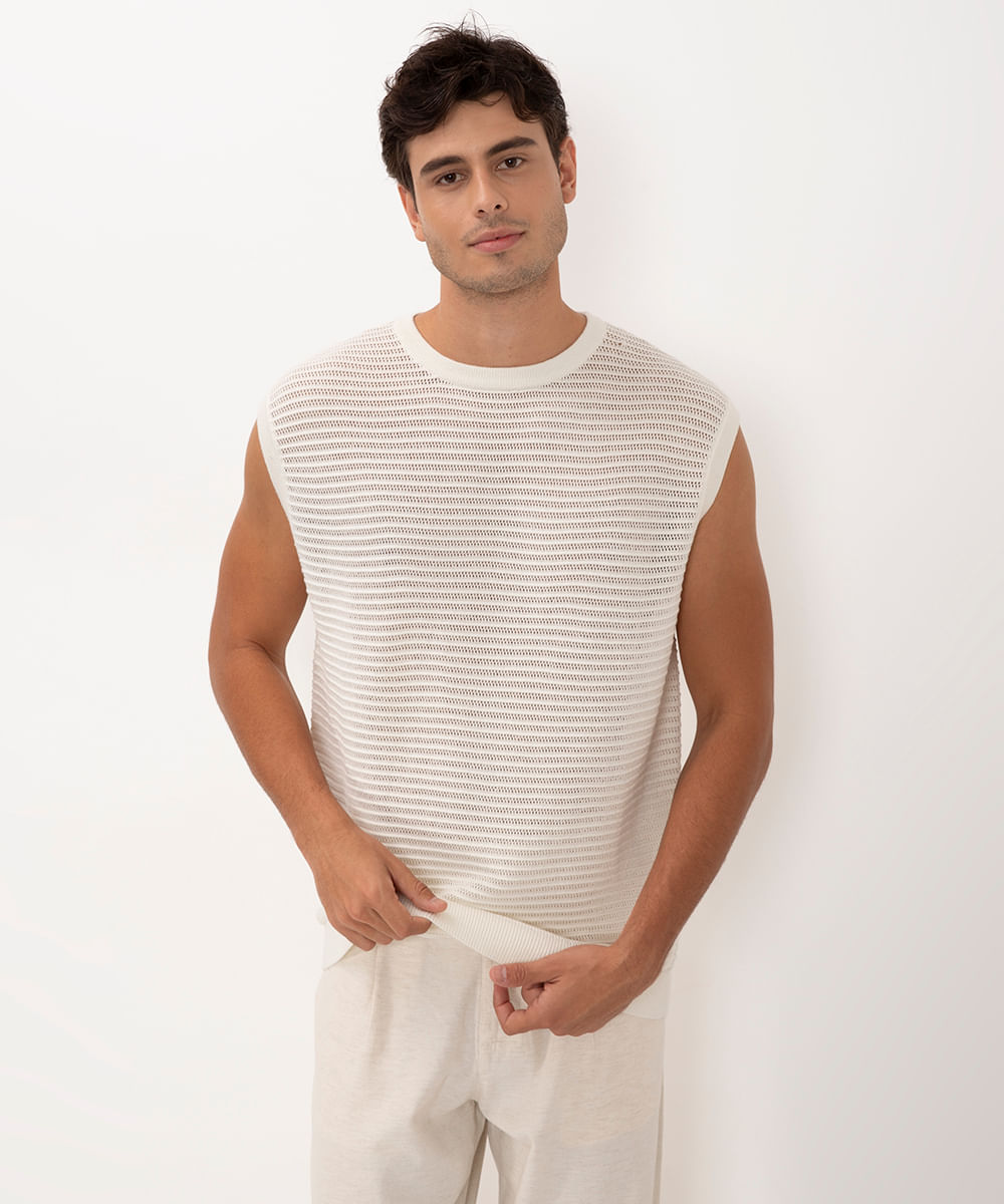 Regata de Tricot Alça Larga Bege