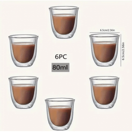 Conjunto de 6 Xícaras de Café Expresso de Vidro