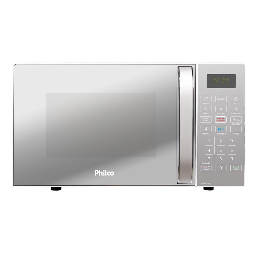 Micro-Ondas Philco 20L Branco com Porta Espelhada - PMO23EB