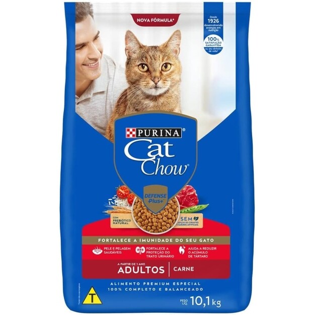 Ração Purina Cat Chow Para Gatos Adultos Sabor Carne - 10 1Kg