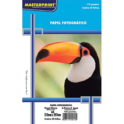 [R$ 20,56 +por-] Papel Fotográfico Glossy Masterprint A4 115g 50 Folhas