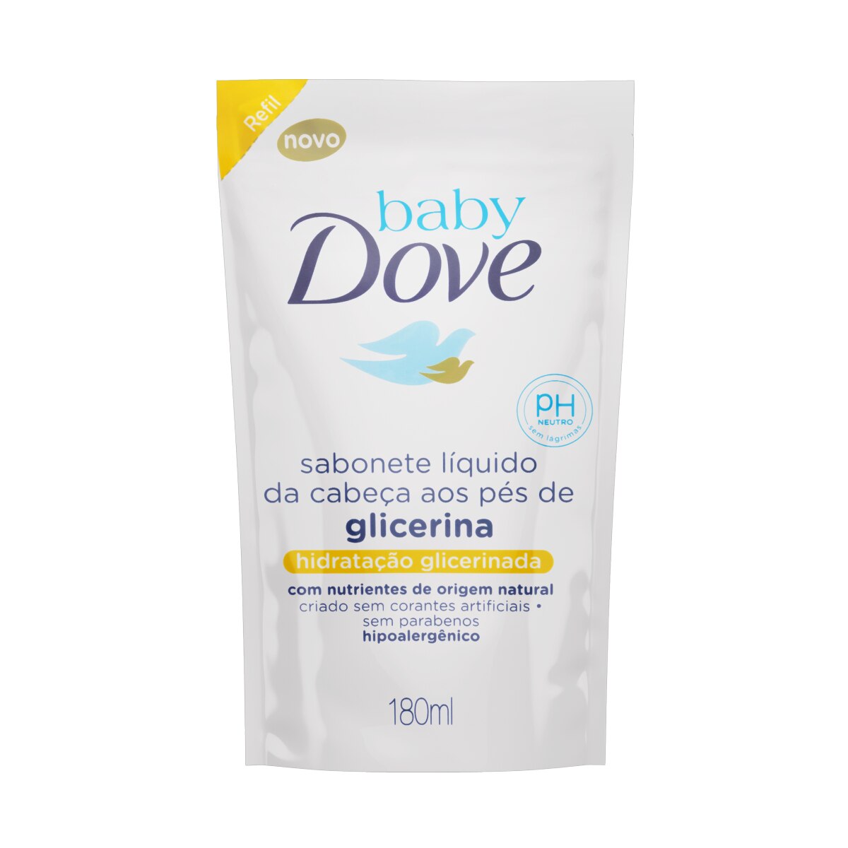 Sabonete Liquido Baby Dove da Cabeca aos Pes Hidratacao Glicerinada Refil 180ml