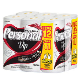 Papel Higiênico Personal Vip Folha Dupla 30 Metros - 12 Rolos