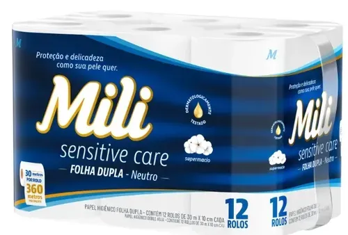 Papel Higiênico Folha Dupla Mili Sensitive Care