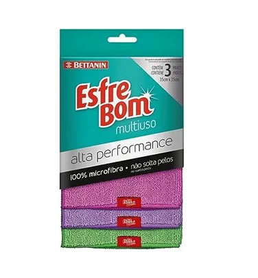 Bettanin Pano Alta Performance Multiuso 3 Unidades Pink/Roxo/Verde Esfrebom