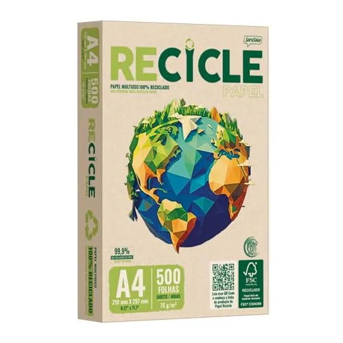 Papel Recicle A4 Multiuso 75g com 500 folhas 100% Reciclado