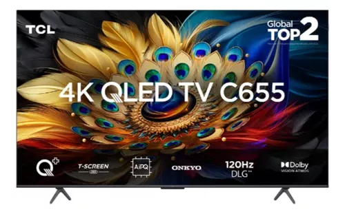 TCL Smart TV Advanced 4K QLED PRO 50C655 Google Tv Dolby Preto