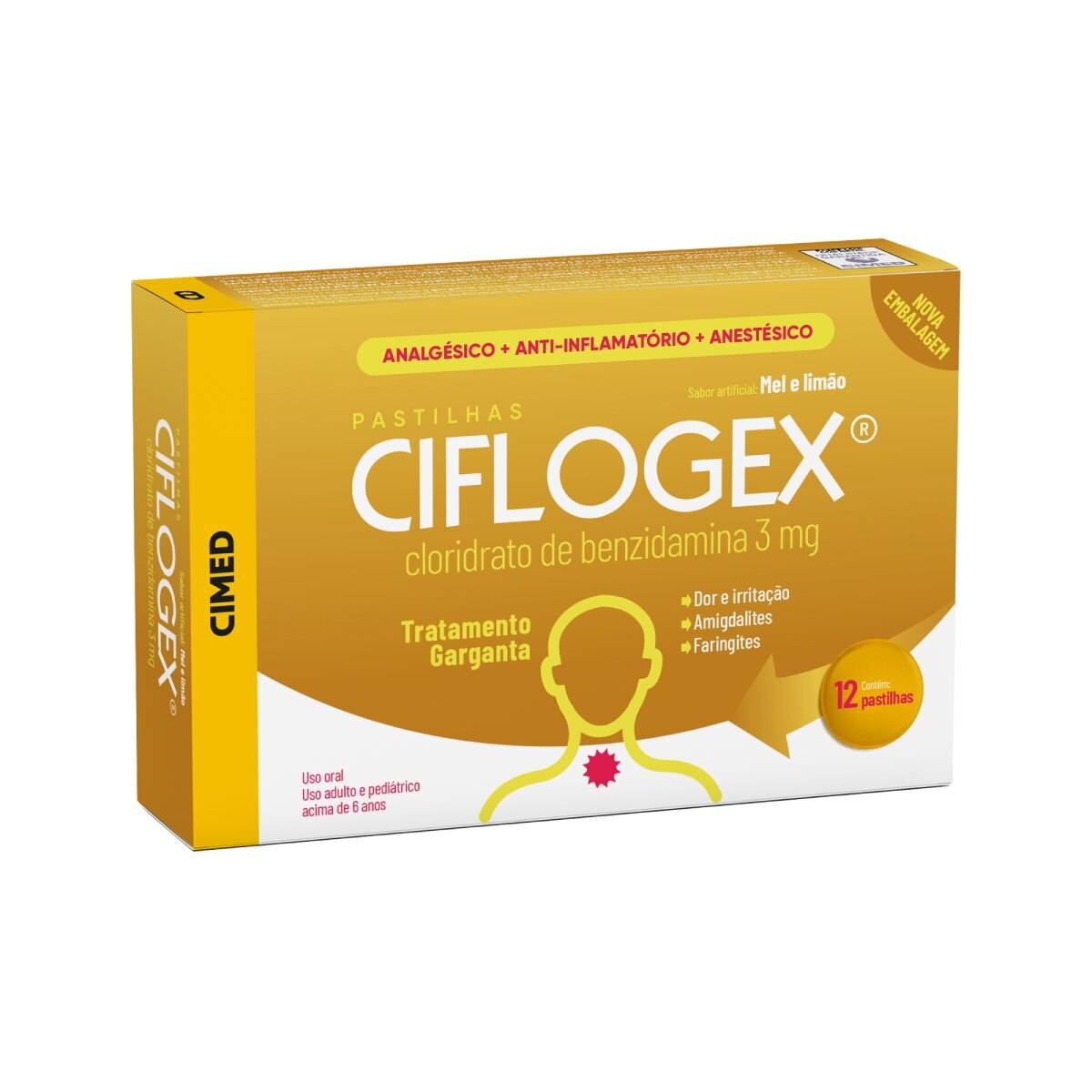 Ciflogex Mel e Limao 3mg 12 Pastilhas