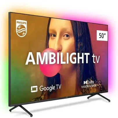 Smart TV Philips 50" Ambilight LED 4K UHD Google TV 50PUG7908/78