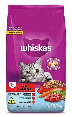 [REC] whiskas Ração Whiskas Para Gatos Adultos Castrados Sabor Carne - 10.1Kg