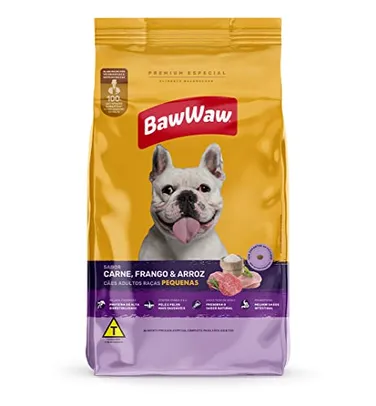 Ração Baw Waw para cães adultos raças pequenas sabor Carne, Frango e Arroz - 10.1kg