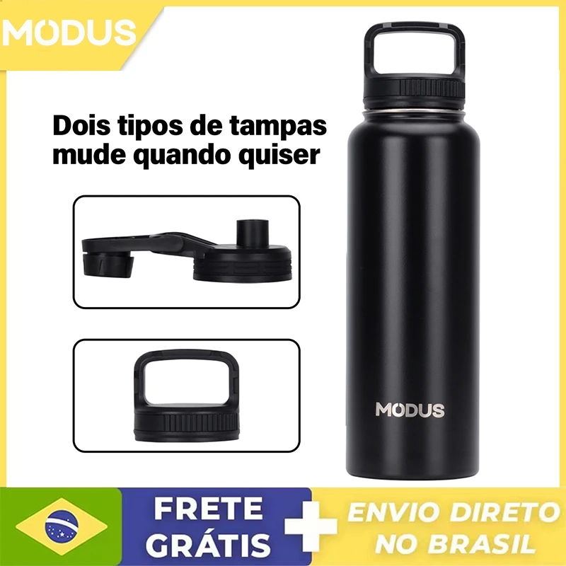 Garrafa Térmica Inox de Grande Capacidade 1200ml com 2 Tampas