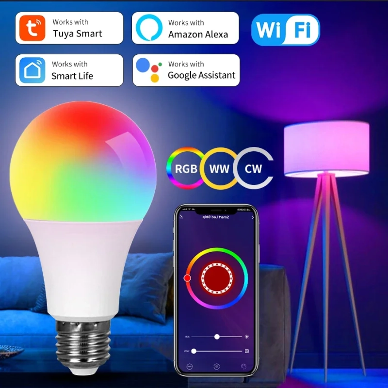 Lâmpada Inteligente 20W LED RGB Tuya Smart WiFi Alexa