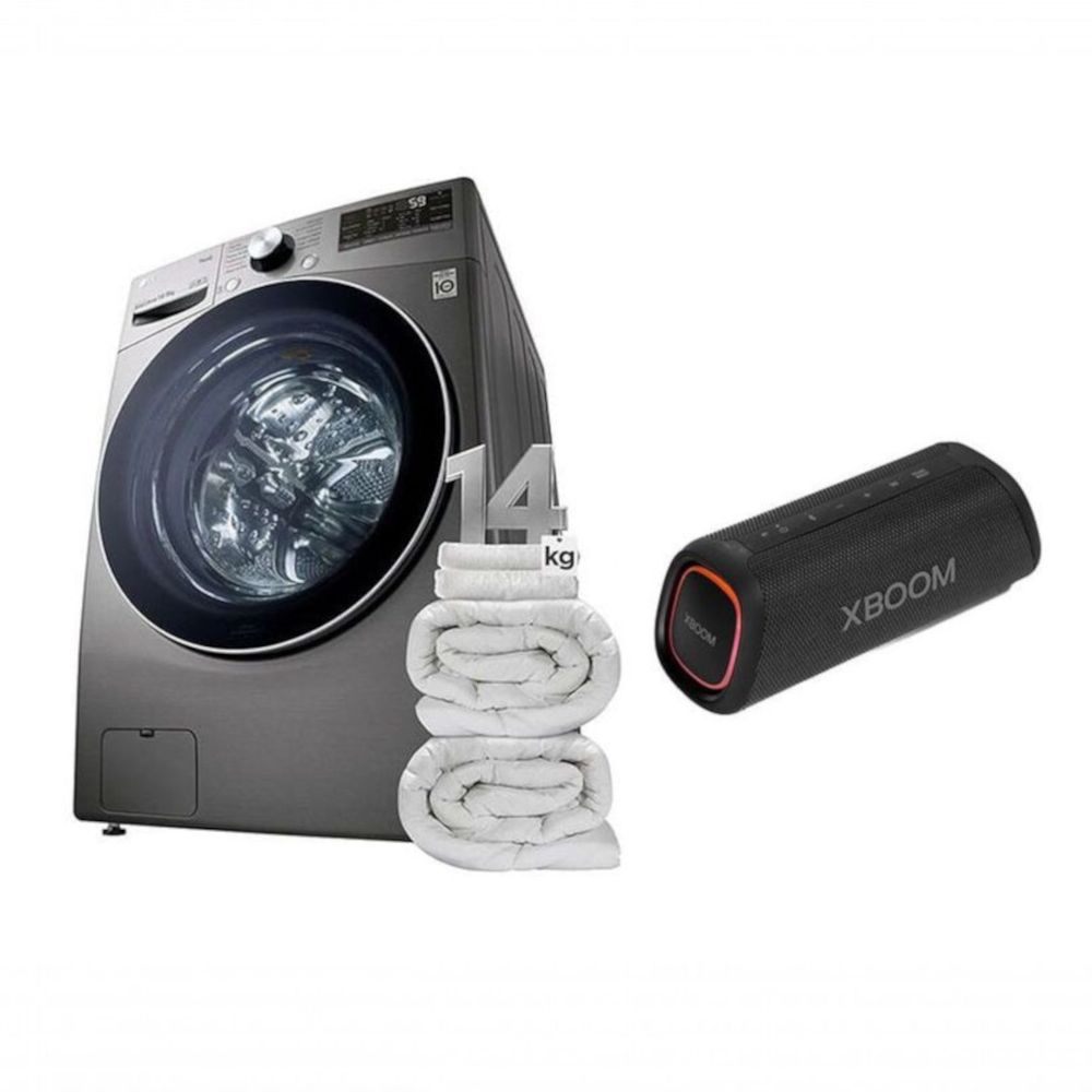 Combo - Lava e Seca Smart LG 14kg Com Inteligência Artificial 127V + Caixa de Som Portátil LG XBOOM Go XG5