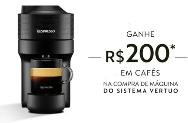 Cafeteira Nespresso Vertuo Pop Preta + R$ 200 em capsulas