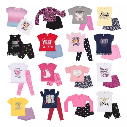 Kit Lote 6 Peças Menina Conjunto Infantil Feminino Playland