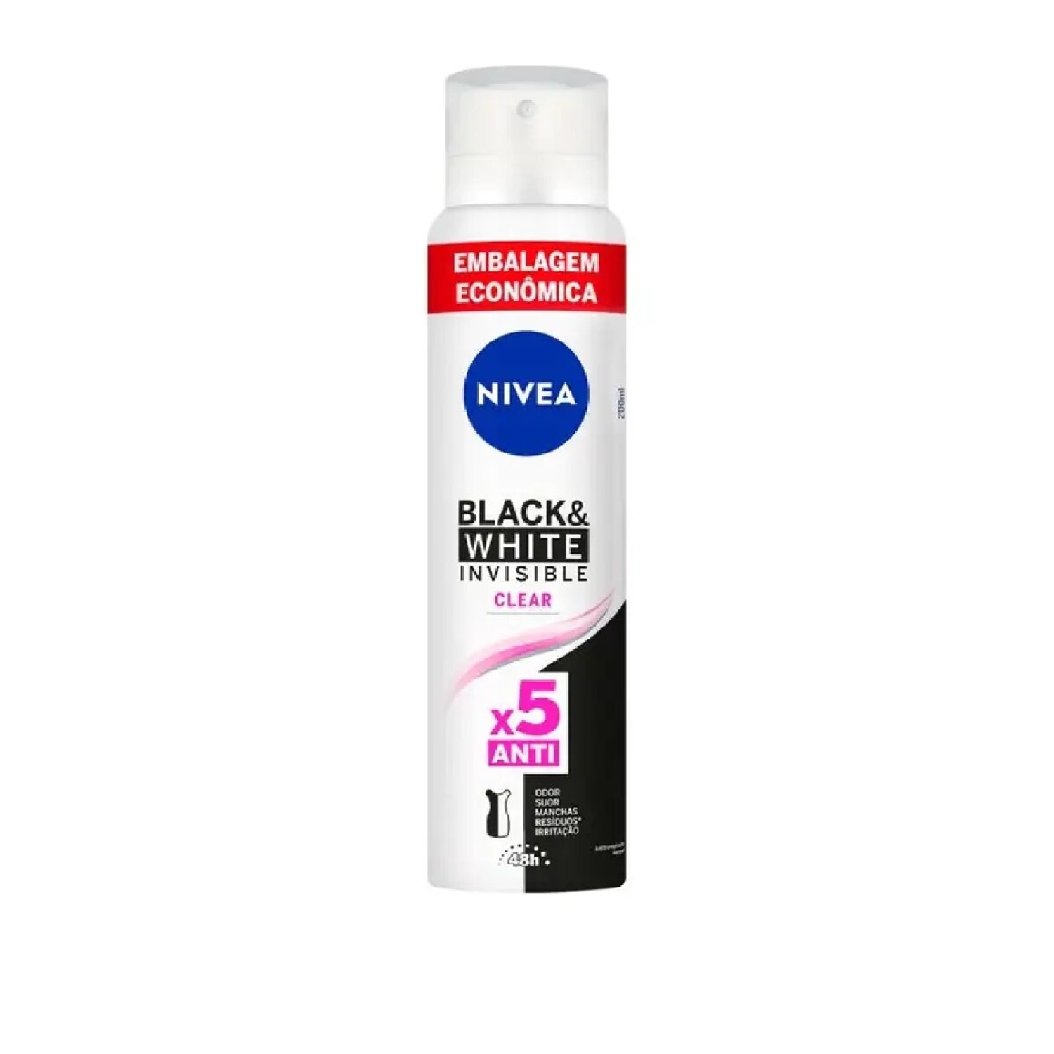 Desodorante Aerosol Nivea Invisible Black & White Clear 200ml Embalagem Economica