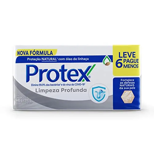 (4UND+REC) Sabonete em Barra Protex Limpeza Profunda 85g 6 unidades