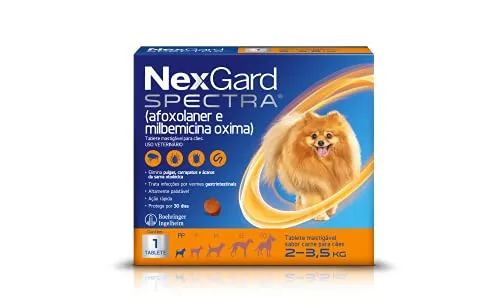 NexGard Spectra Antipulgas e Carrapatos e Vermífugo para Cães de 2 a 3,5kg - 1 tablete