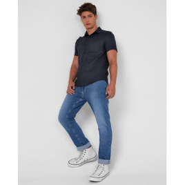 Calça Jeans Masculina Slim Comfy Estonada Denim Médio