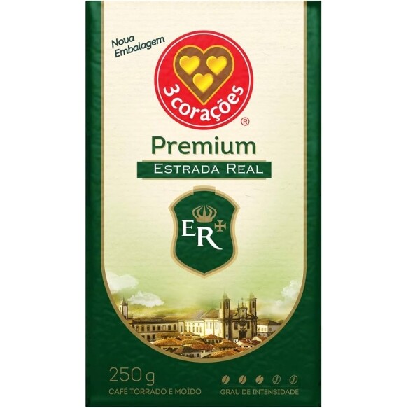 10 Unidades Café 3 Corações Torrado e Moído Estrada Real Premium à Vácuo 250g