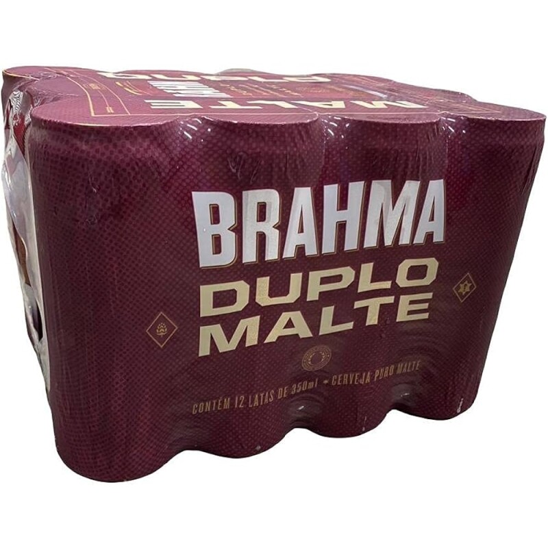 Pack 12 Unidades Cerveja Brahma Duplo Malte Lata Sleek - 350ml