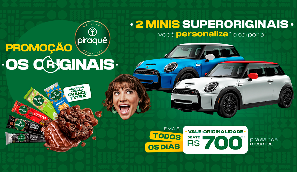 Compre Produtos Piraque e concorra a 2 Minis + vales de R$700 - Promoção Os Originais