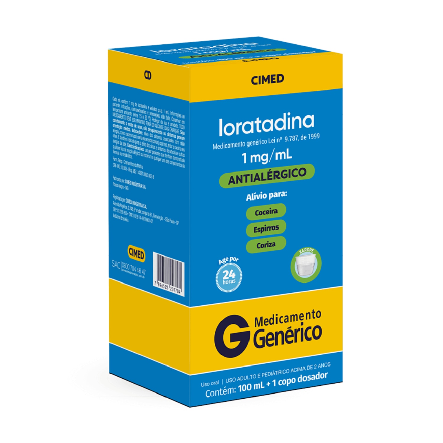 Loratadina Xarope 1mg 100ml Cimed Generico