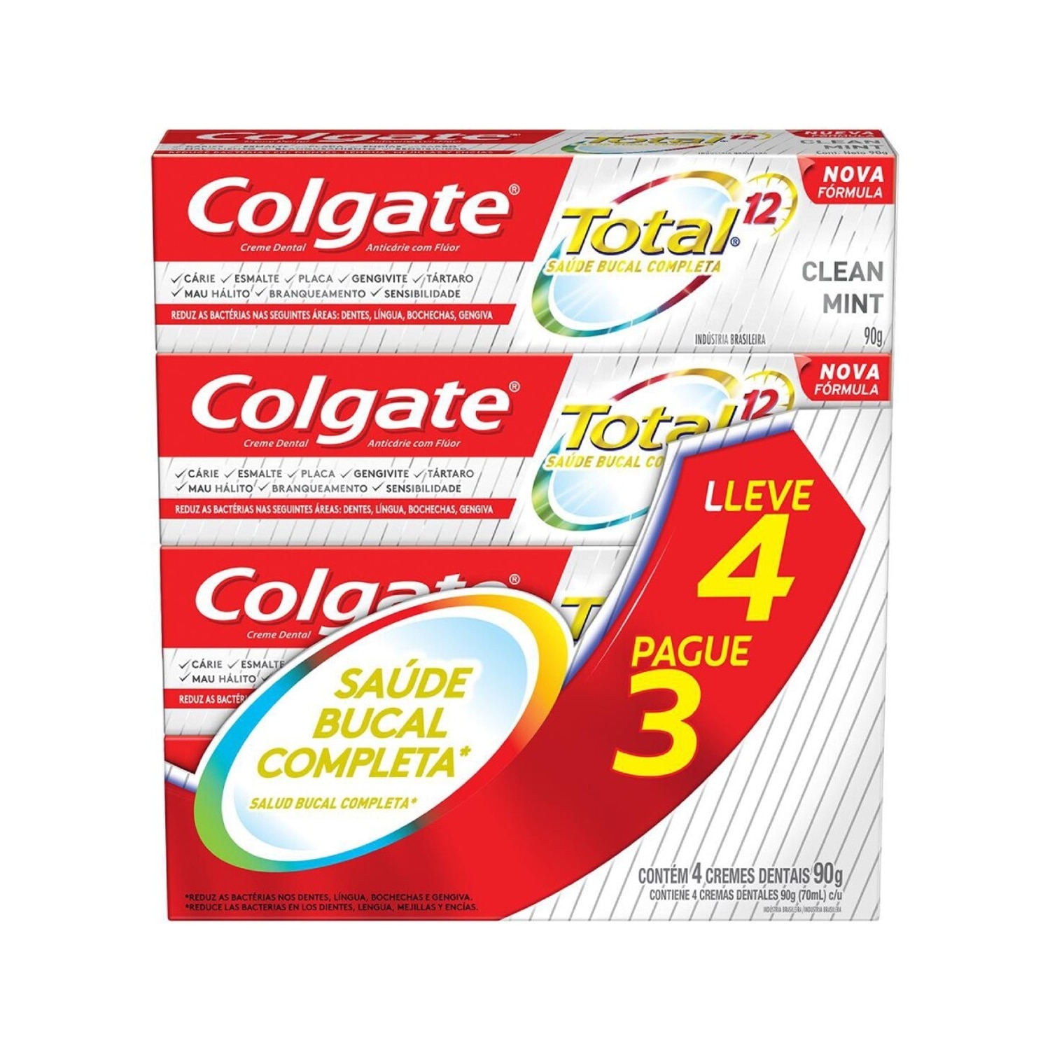 Creme Dental Colgate Total 12 Clean Mint 90g Leve 4 Pague 3