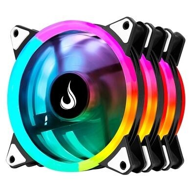 Kit Com 3 Ventoinhas Rise Mode Energy 120mm ARGB Preto - FN-02-RGB-5V