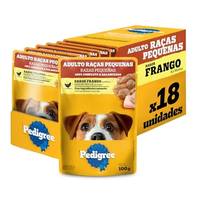 [ PRIME | REC ] Pack Ração Úmida Pedigree Sachê Frango ao Molho para Cães Adultos de Raças Pequenas 100 g - 18 unidades