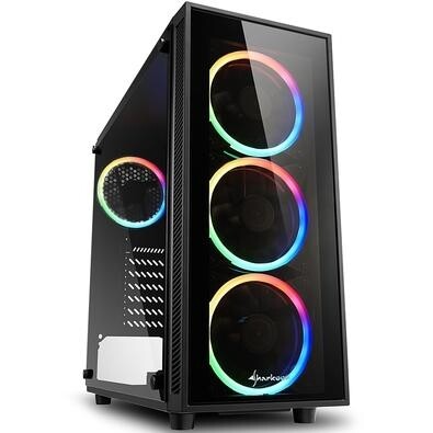 Gabinete Gamer Sharkoon TG4 RGB Mid Tower Lateral em Vidro Temperado 4x Fans RGB Preto - TG4 RGB