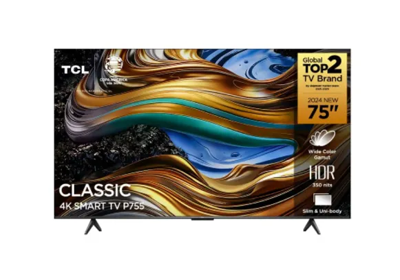 Smart TV TCL 75'' LED UHD 4K Google TV Dolby Vision Atmos Preto 75P755