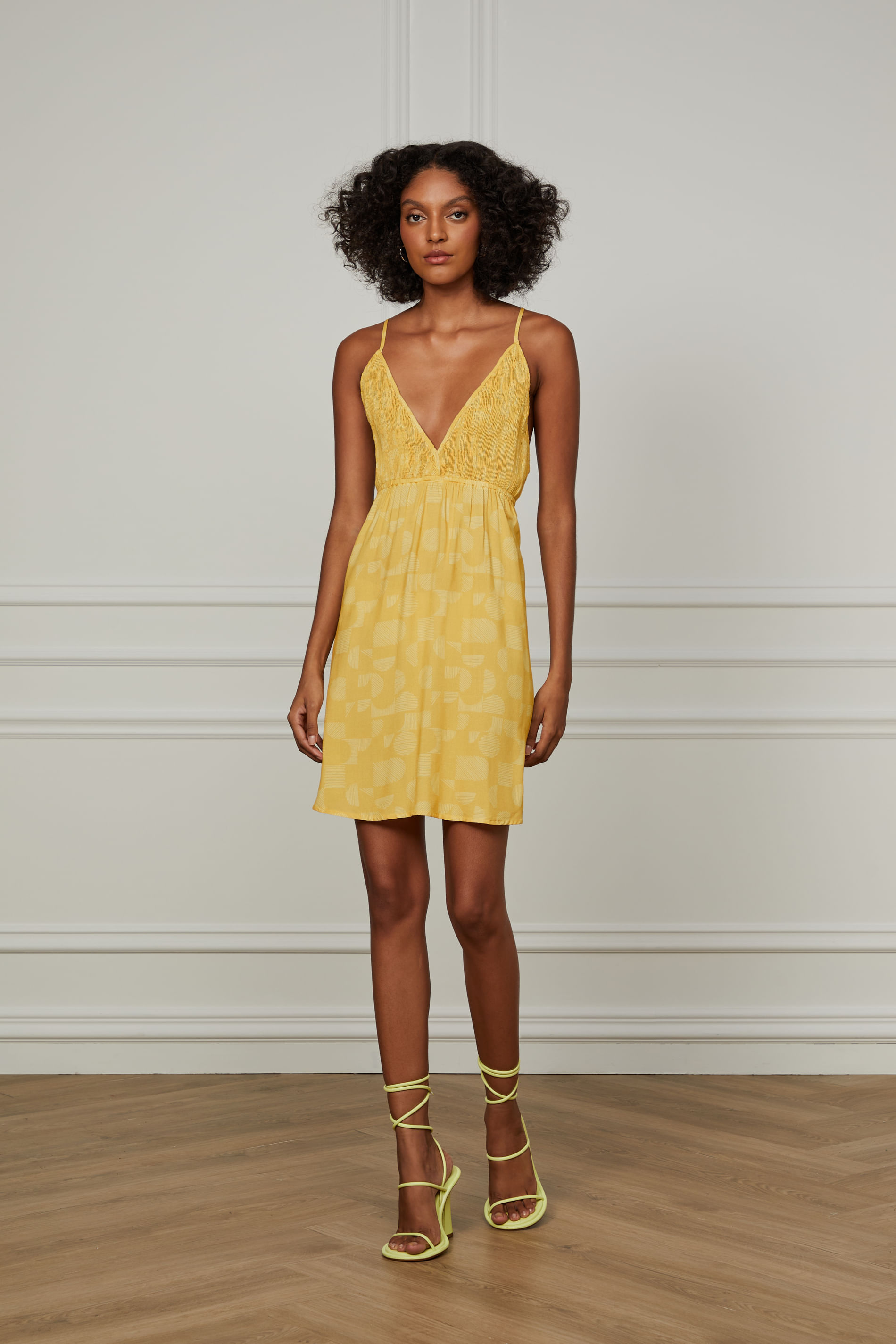 Vestido Curto Est Quadriculado Coral - Tam M