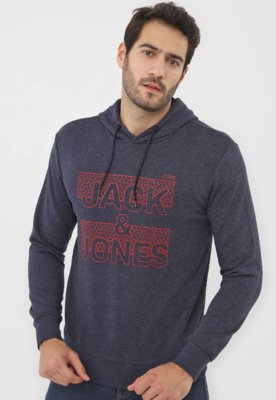 Blusa de Moletom Flanelada Fechada Jack & Jones Sky Captain Azul-Marinho