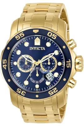 Relógio Invicta 0073 Pro Diver, cronógrafo, banhado a ouro 18k